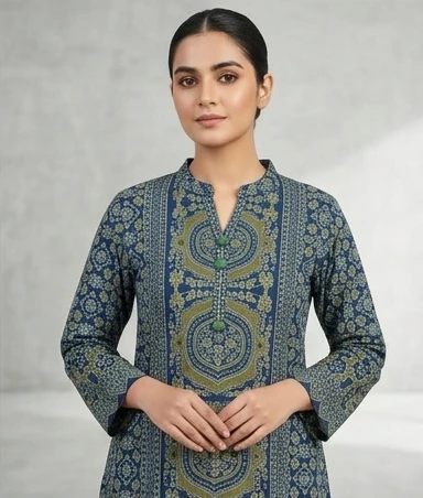 Azrak printed all over suit with dupatta