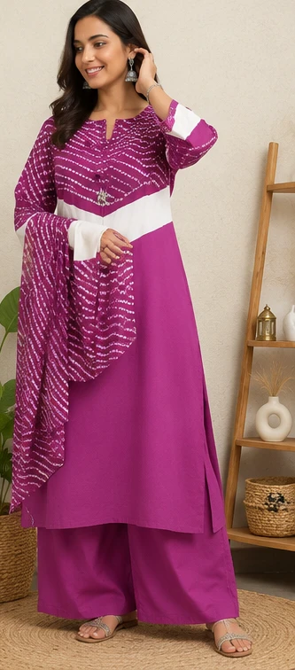 Bandhani v pattern with dupatta
