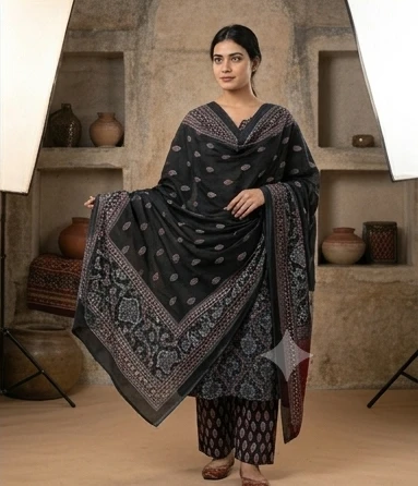 Mal Cotton Printed suit with kota doriya dupatta