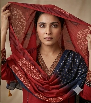 Overall traditional print matka silk with zari border