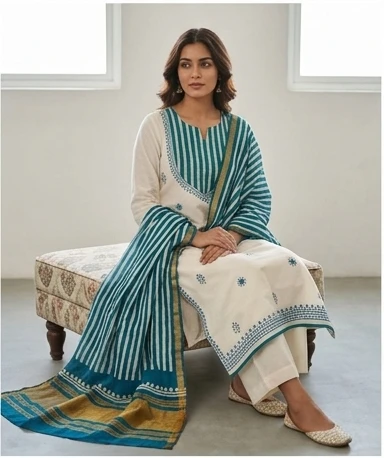 Batik yoke with dupatta ladga patti