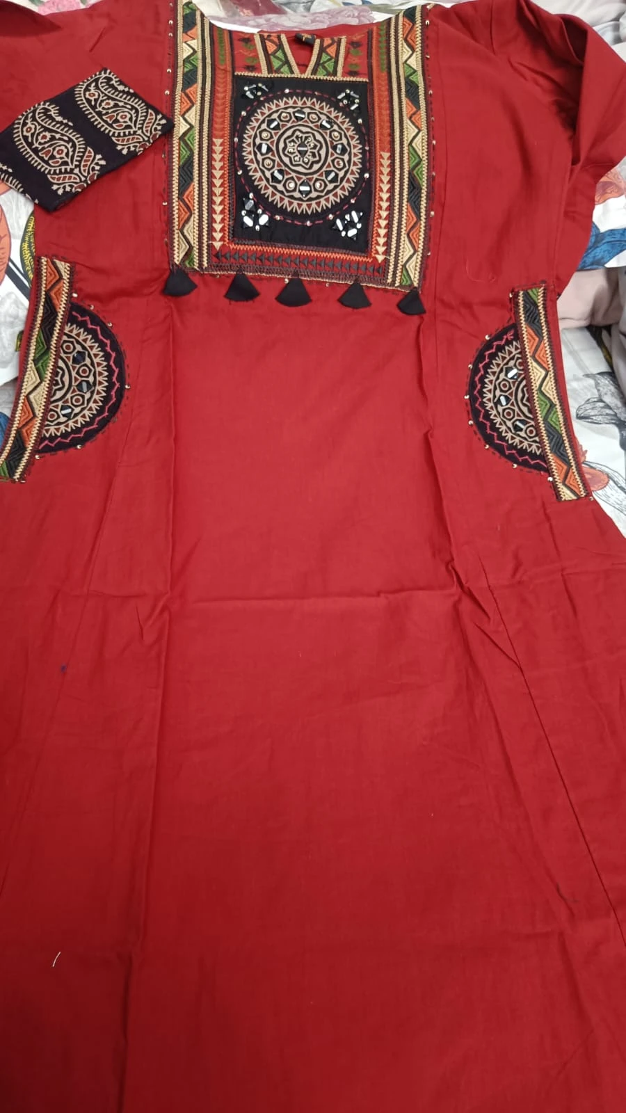 Gurjari print and applique work neck yoke with dupatta