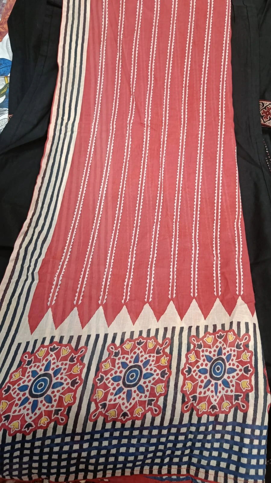 Gurjari print and applique work neck yoke with dupatta