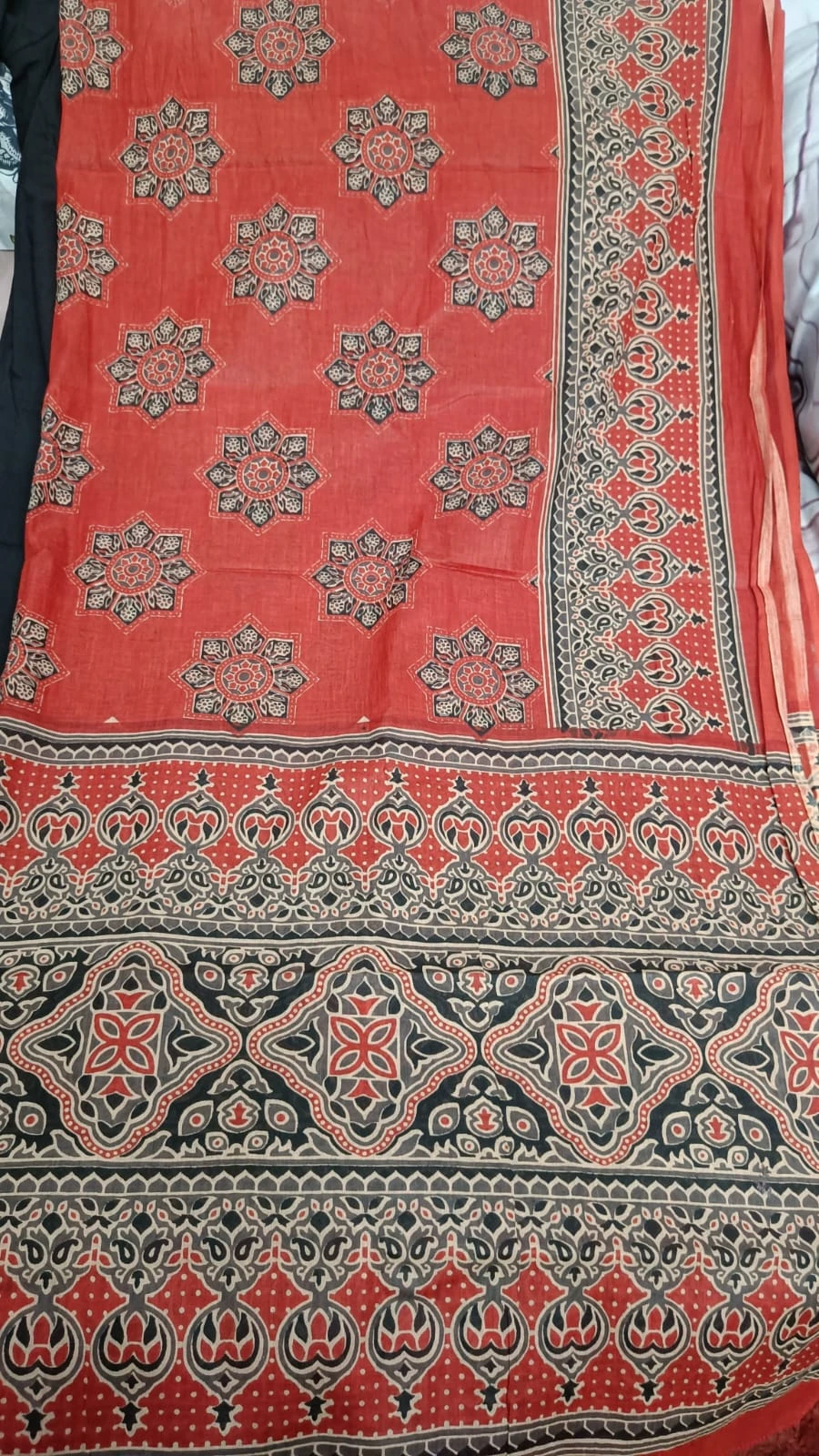 Azrak yoke with embroidery and dupatta