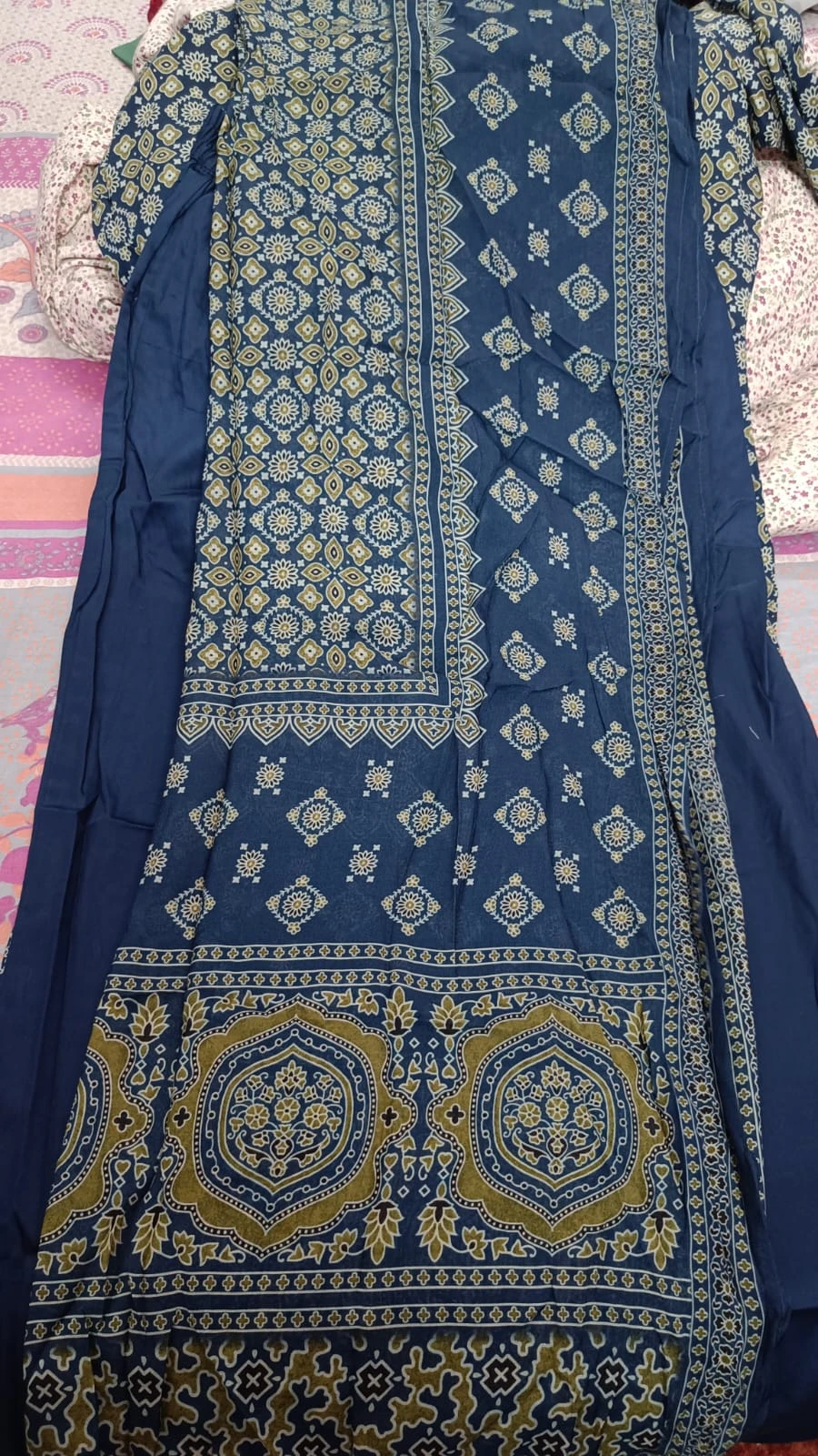 Azrak printed all over suit with dupatta