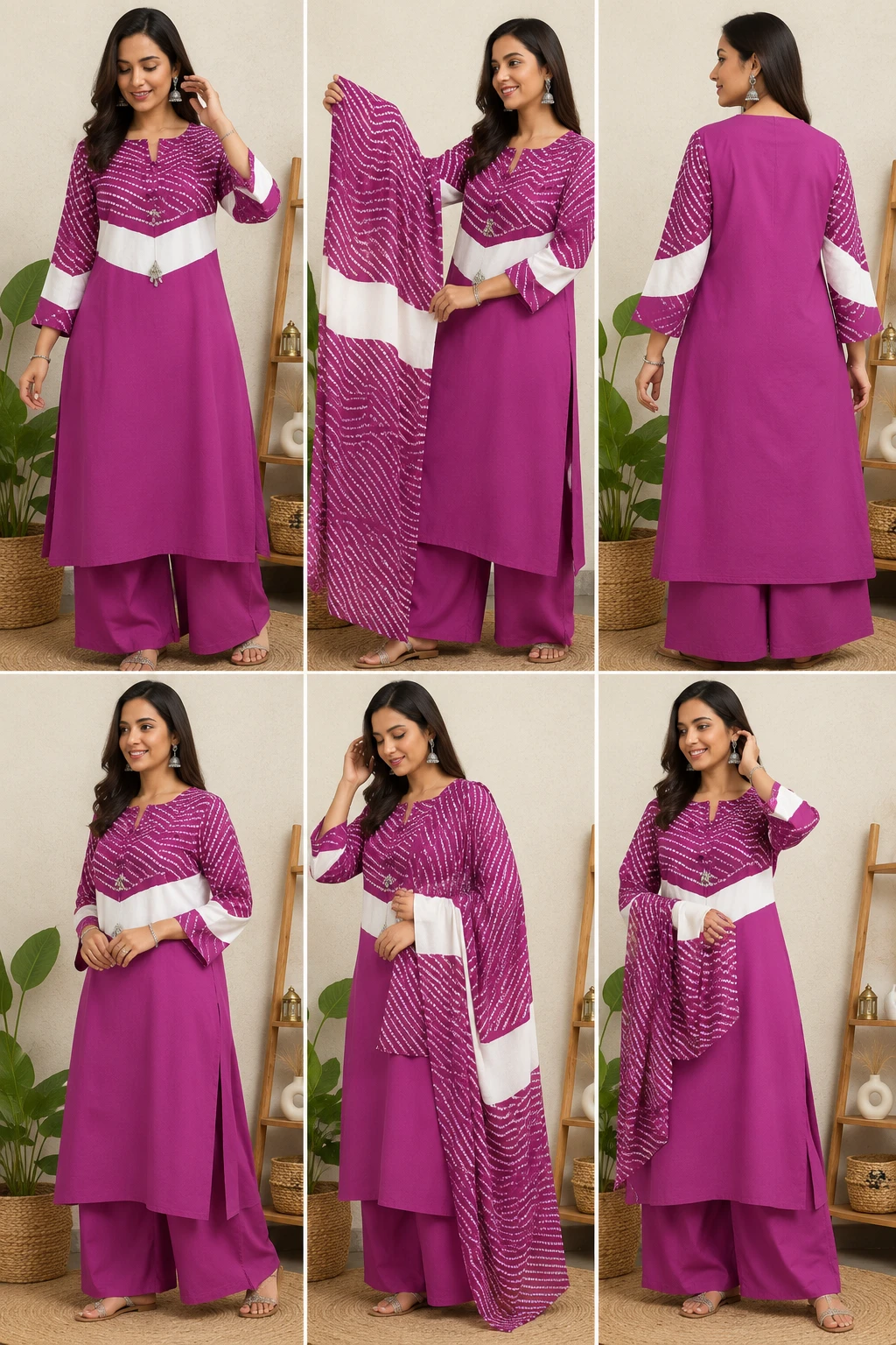Bandhani v pattern with dupatta