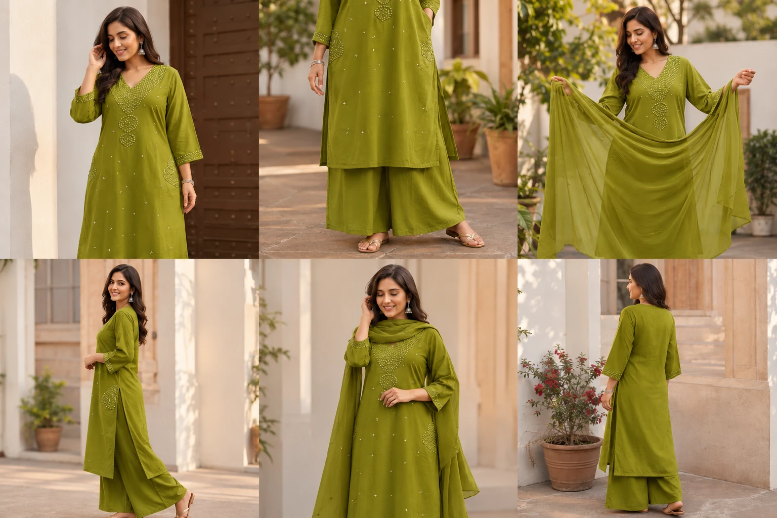 Mirror work yoke with dupatta