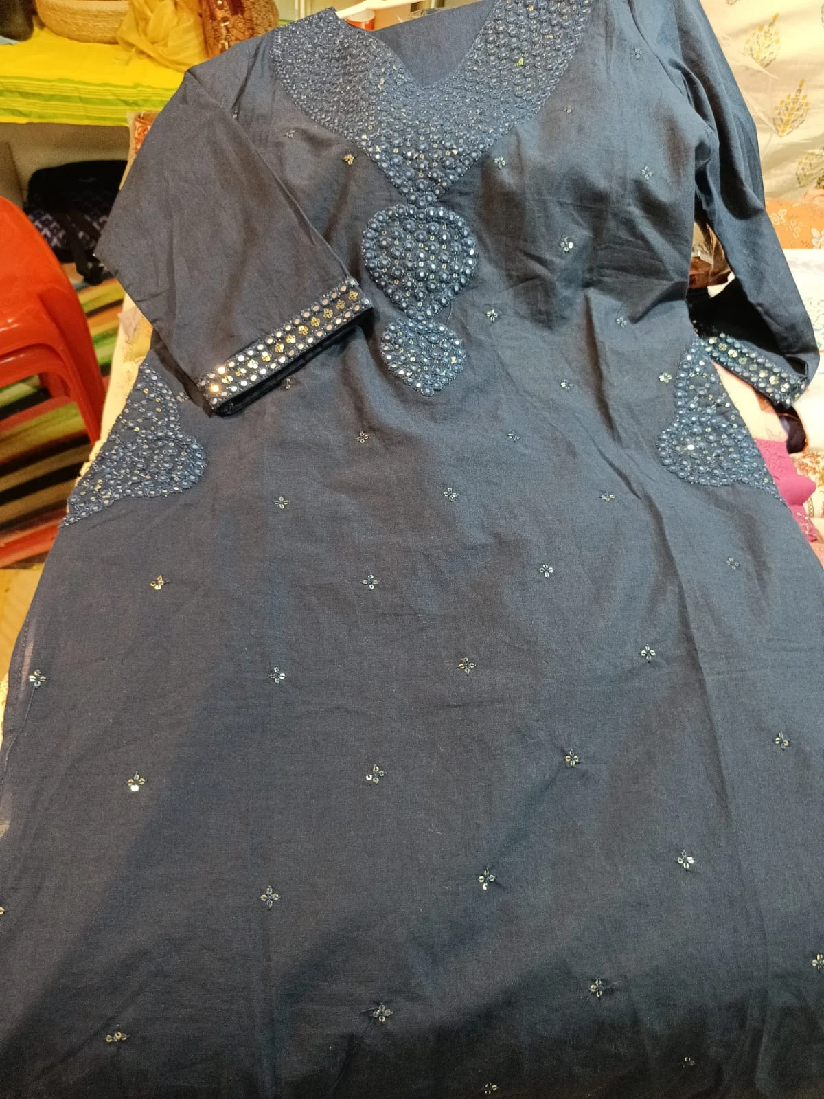 Mirror work yoke with dupatta