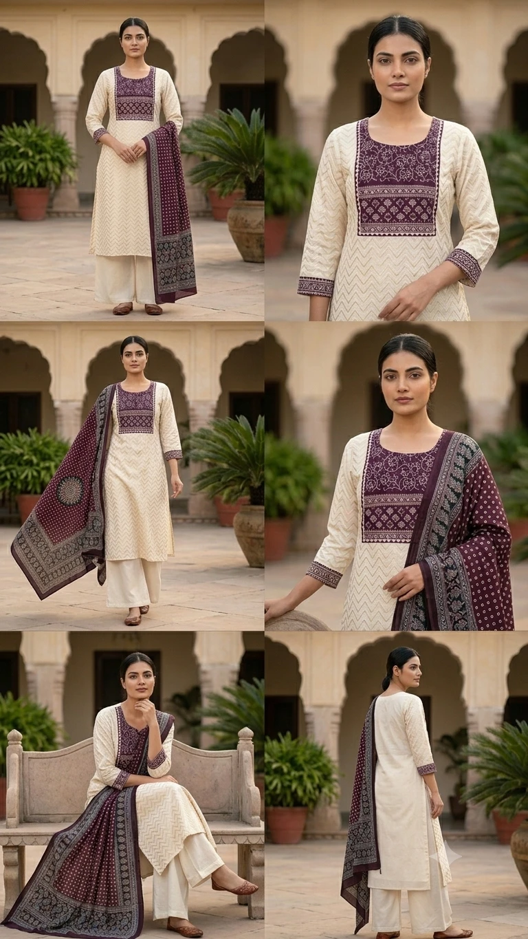 Azrak print yoke n dupatta suit