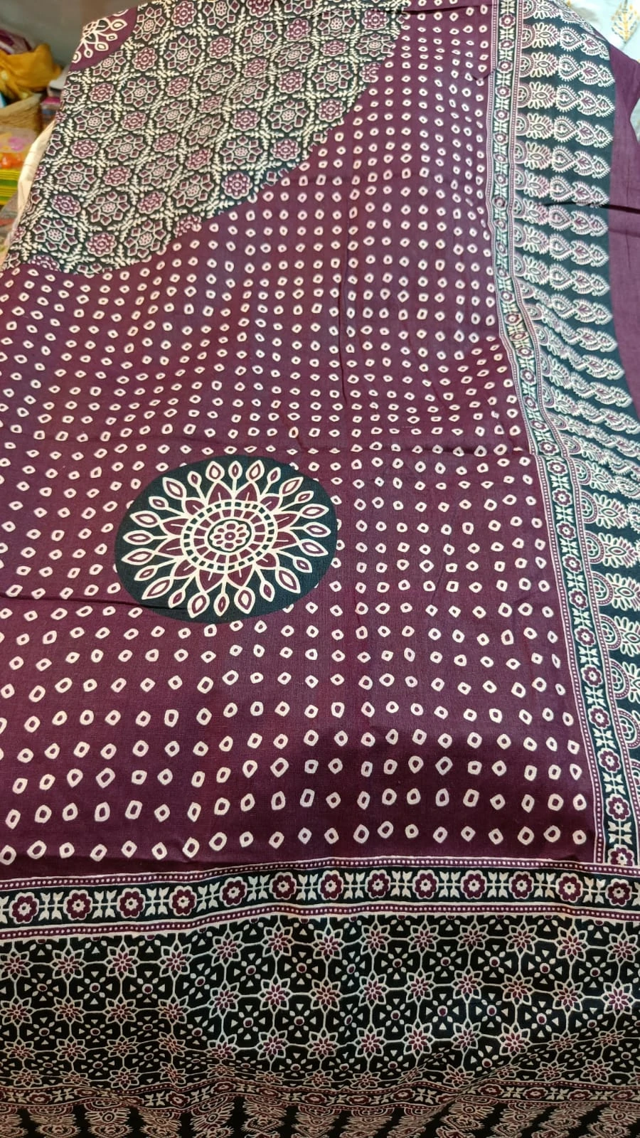 Azrak print yoke n dupatta suit