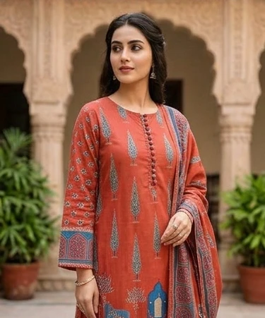 Mal Cotton printed suit with cotton dupatta pichvai