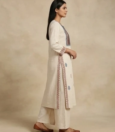 Block printed yoke with dupatta