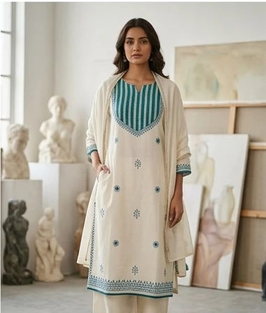 Batik yoke with dupatta ladga patti