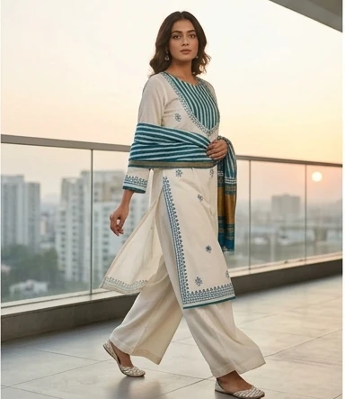 Batik yoke with dupatta ladga patti