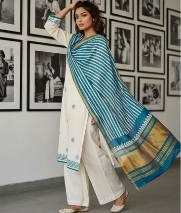 Batik yoke with dupatta ladga patti