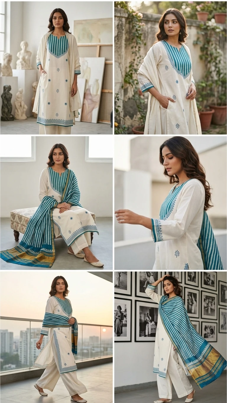 Batik yoke with dupatta ladga patti