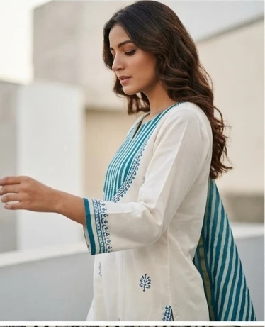 Batik yoke with dupatta ladga patti